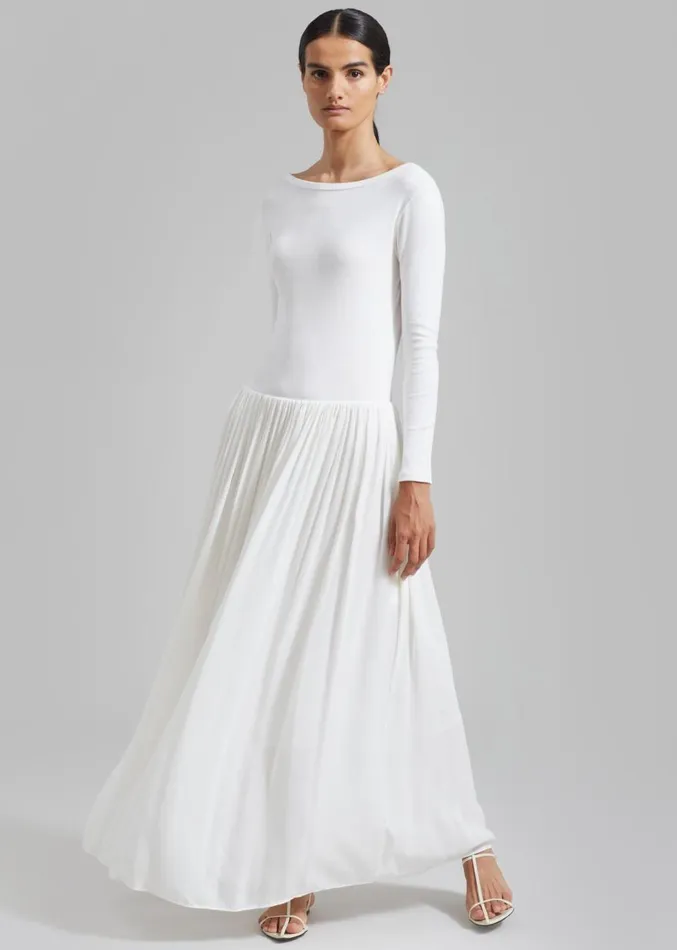 The Frankie Shop Odette Gathered Skirt Maxi Dress 8211 White Women Dresses