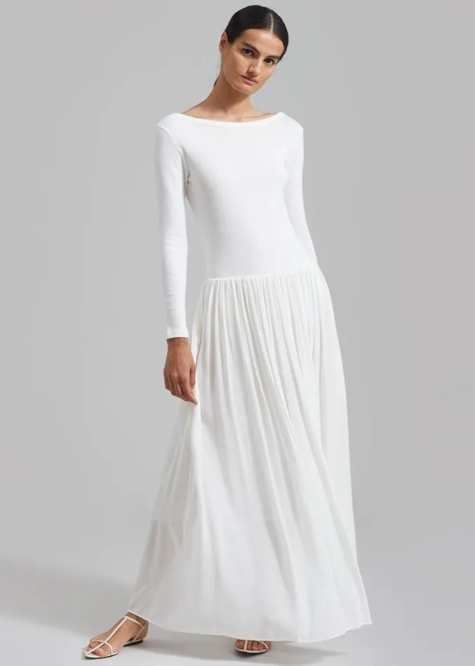 The Frankie Shop Odette Gathered Skirt Maxi Dress 8211 White Women Dresses