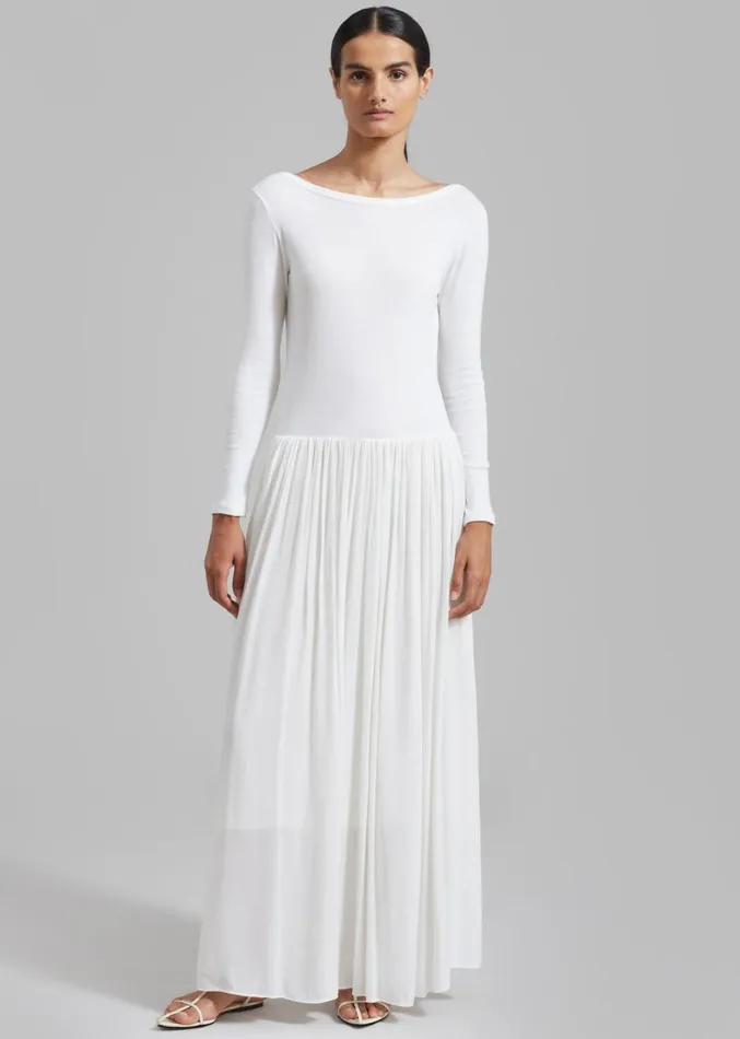 The Frankie Shop Odette Gathered Skirt Maxi Dress 8211 White Women Dresses