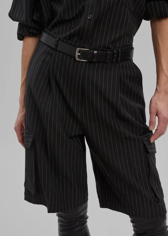 The Frankie Shop Omoka Cargo Trouser Shorts 8211 Black Pinstripe Women Clothing
