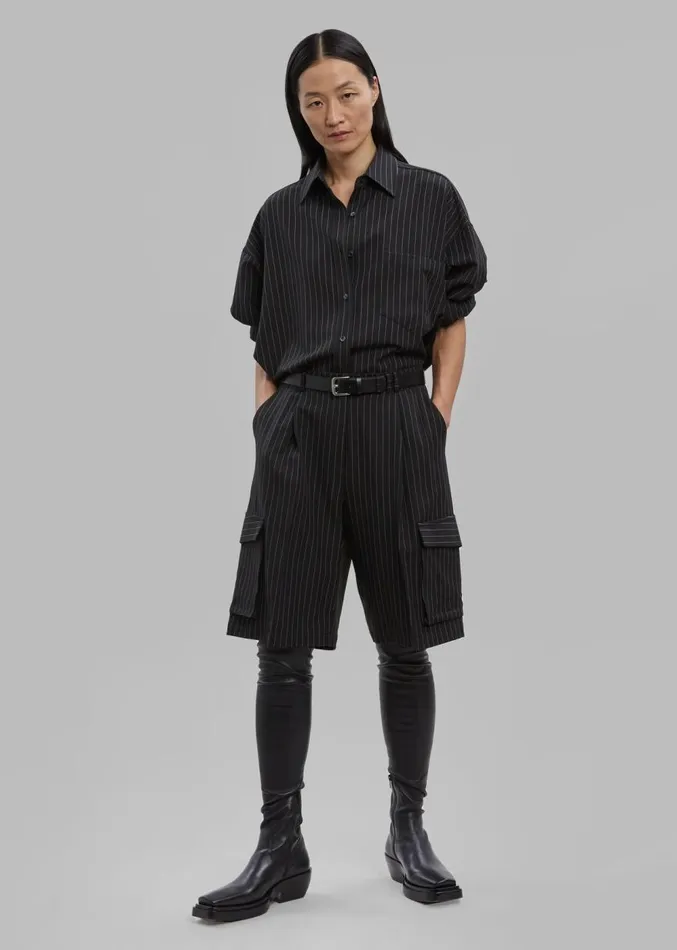 The Frankie Shop Omoka Cargo Trouser Shorts 8211 Black Pinstripe Women Clothing