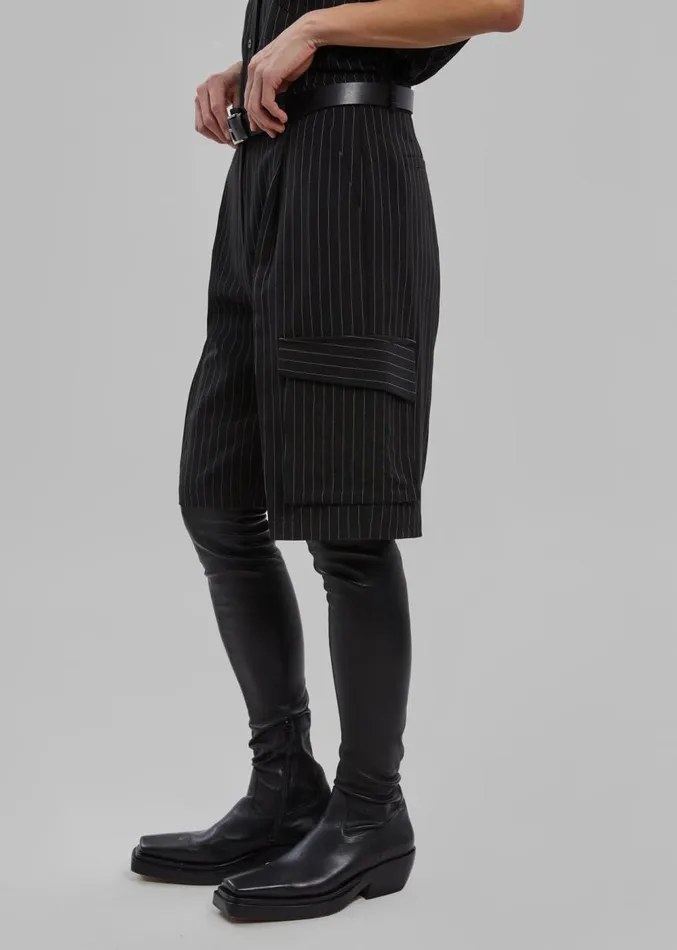 The Frankie Shop Omoka Cargo Trouser Shorts 8211 Black Pinstripe Women Clothing
