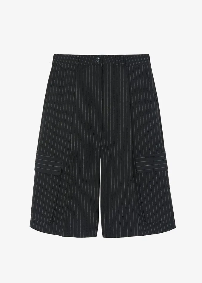 The Frankie Shop Omoka Cargo Trouser Shorts 8211 Black Pinstripe Women Clothing
