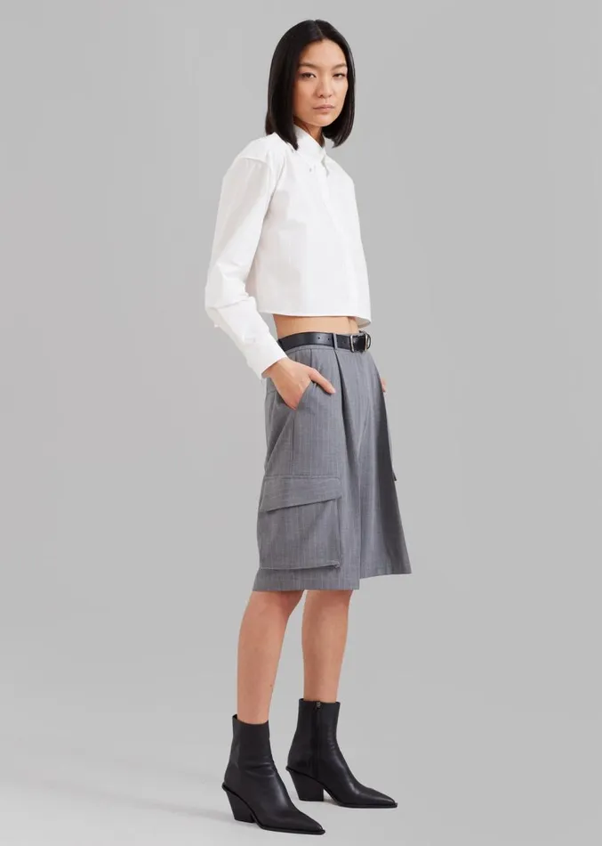 The Frankie Shop Omoka Cargo Trouser Shorts 8211 Grey Pinstripe Women Clothing The Frankie Shop Omoka Cargo Trouser Shorts 8211 Grey Pinstripe Women Clothing