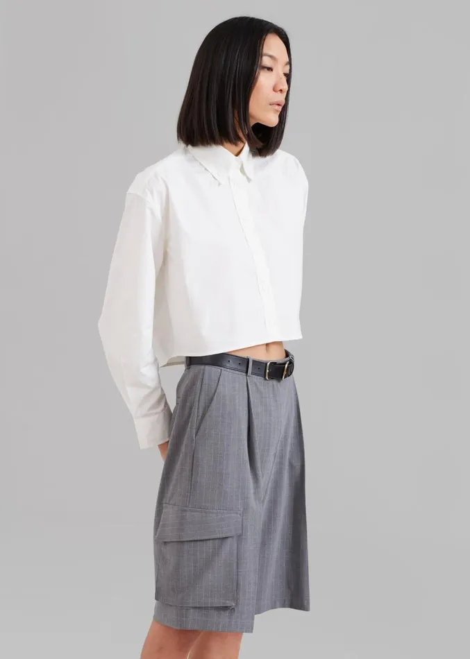 The Frankie Shop Omoka Cargo Trouser Shorts 8211 Grey Pinstripe Women Clothing
