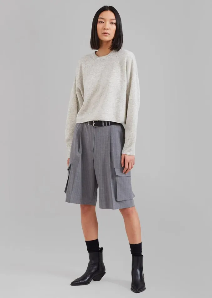 The Frankie Shop Omoka Cargo Trouser Shorts 8211 Grey Pinstripe Women Clothing