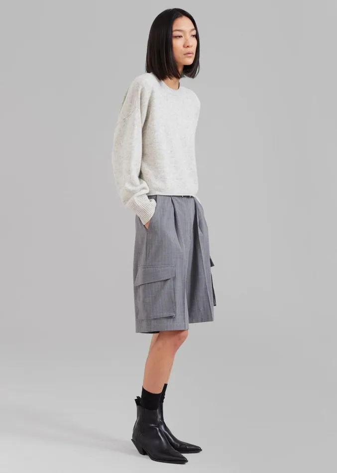 The Frankie Shop Omoka Cargo Trouser Shorts 8211 Grey Pinstripe Women Clothing