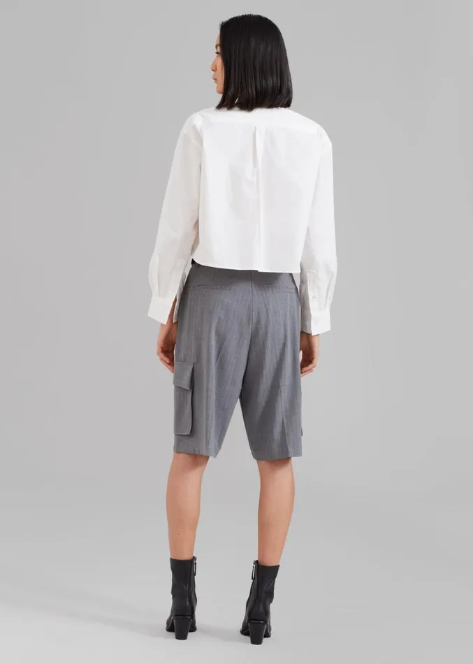 The Frankie Shop Omoka Cargo Trouser Shorts 8211 Grey Pinstripe Women Clothing