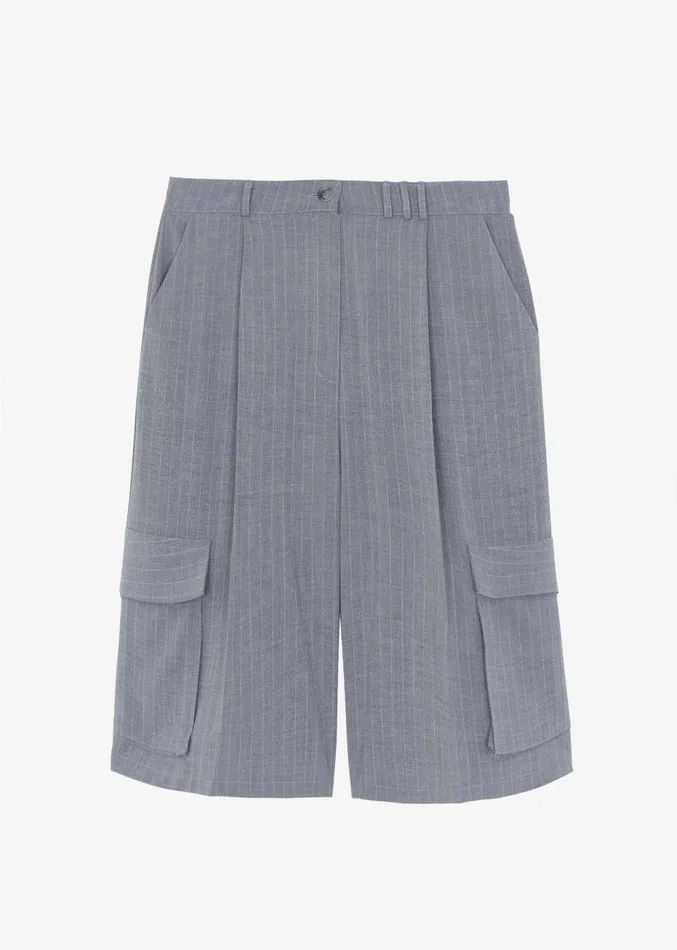 The Frankie Shop Omoka Cargo Trouser Shorts 8211 Grey Pinstripe Women Clothing