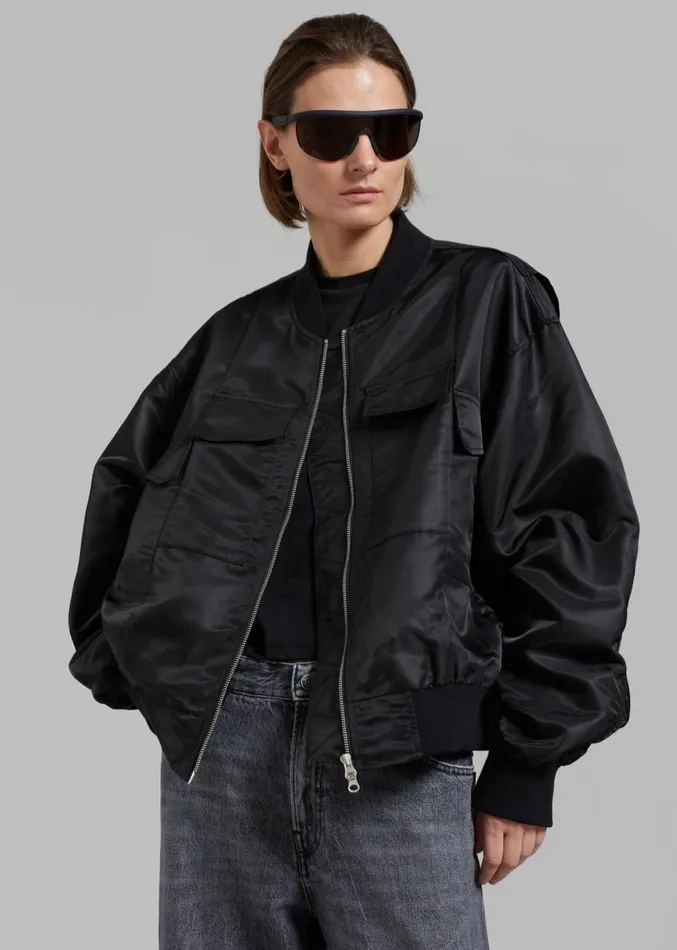 The Frankie Shop Onyx Bomber Jacket 8211 Black Women Clothing