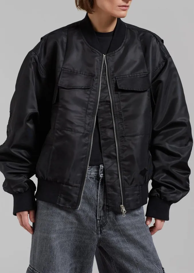 The Frankie Shop Onyx Bomber Jacket 8211 Black Women Clothing