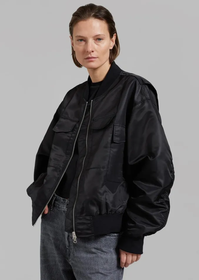 The Frankie Shop Onyx Bomber Jacket 8211 Black Women Clothing