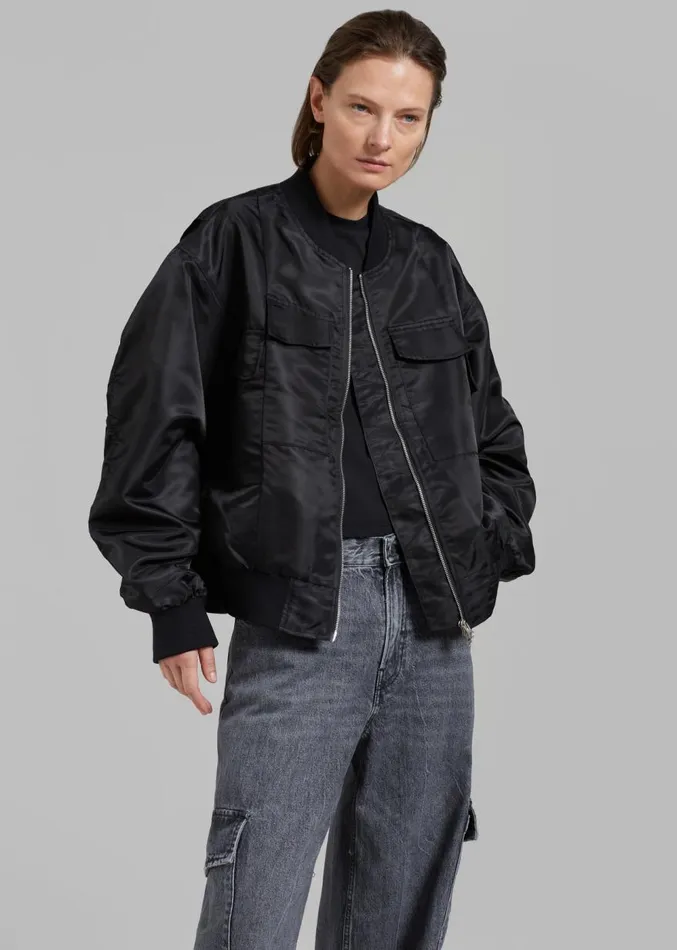 The Frankie Shop Onyx Bomber Jacket 8211 Black Women Clothing