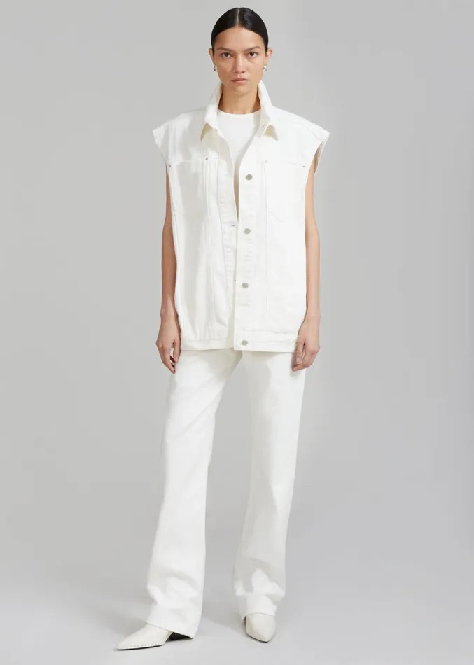 The Frankie Shop Ora Lace Up Denim Vest 8211 Cream Women Clothing