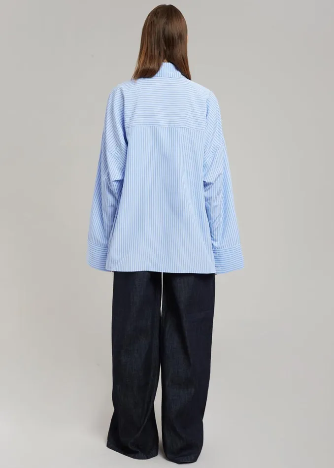 The Frankie Shop Orson Pocket Shirt 8211 Blue Stripe Women Tops
