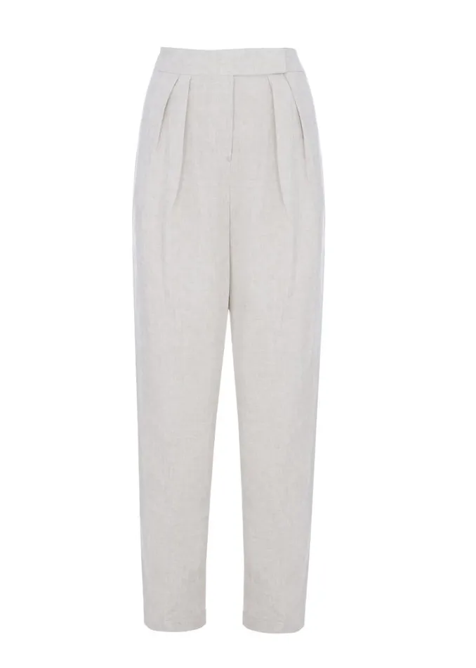 The Frankie Shop Pace Pleated Linen Blend Pants 8211 Sand Women Bottoms