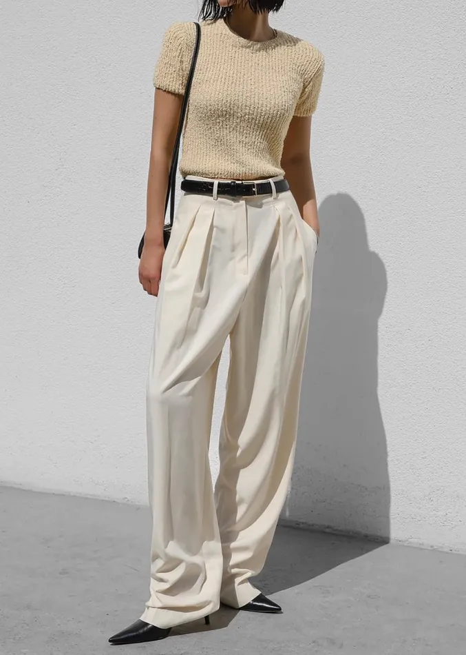 The Frankie Shop Pamela Trousers 8211 Cornsilk Women Clothing