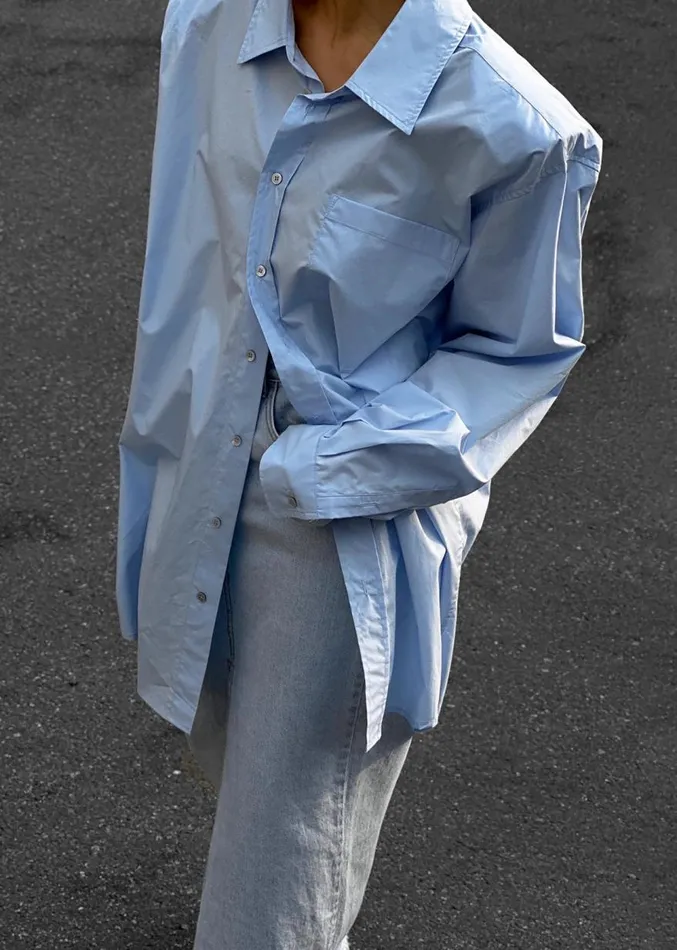 The Frankie Shop Panama Oversized Shirt 8211 Light Blue Women Clothing