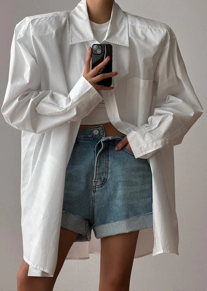 The Frankie Shop Panama Oversized Shirt 8211 White Women Clothing