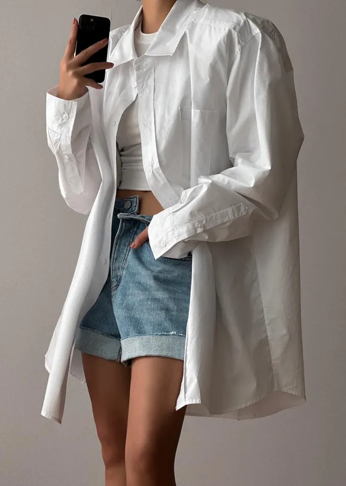 The Frankie Shop Panama Oversized Shirt 8211 White Women Clothing