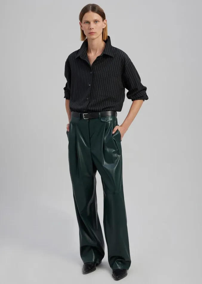 The Frankie Shop Pernille Faux Leather Pants 8211 Bottle Green Women Clothing