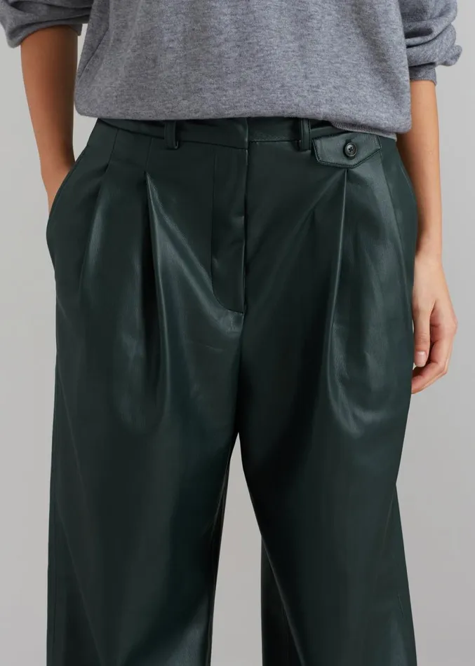 The Frankie Shop Pernille Faux Leather Pants 8211 Bottle Green Women Clothing