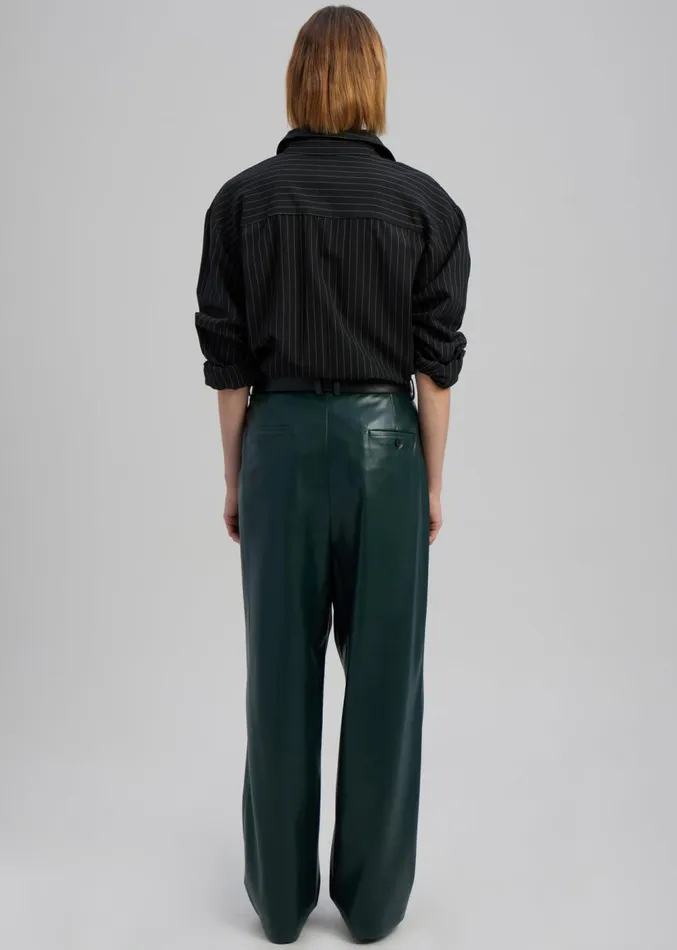 The Frankie Shop Pernille Faux Leather Pants 8211 Bottle Green Women Clothing