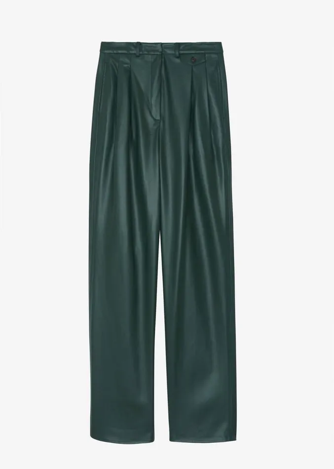 The Frankie Shop Pernille Faux Leather Pants 8211 Bottle Green Women Clothing