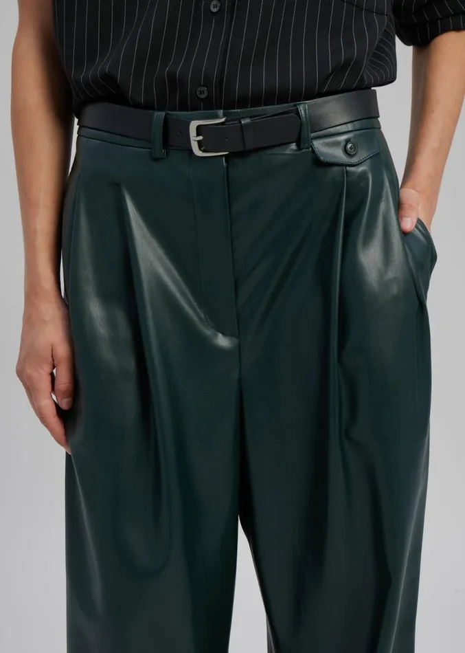 The Frankie Shop Pernille Faux Leather Pants 8211 Bottle Green Women Clothing