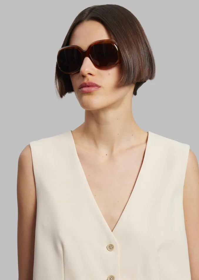 The Frankie Shop Port Tanger Yamina Sunglasses 8211 Oliban Acetate Tobacco Lens Women Accessories