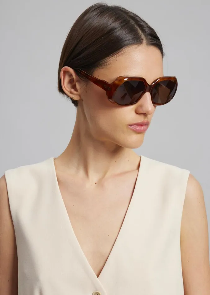 The Frankie Shop Port Tanger Yamina Sunglasses 8211 Oliban Acetate Tobacco Lens Women Accessories