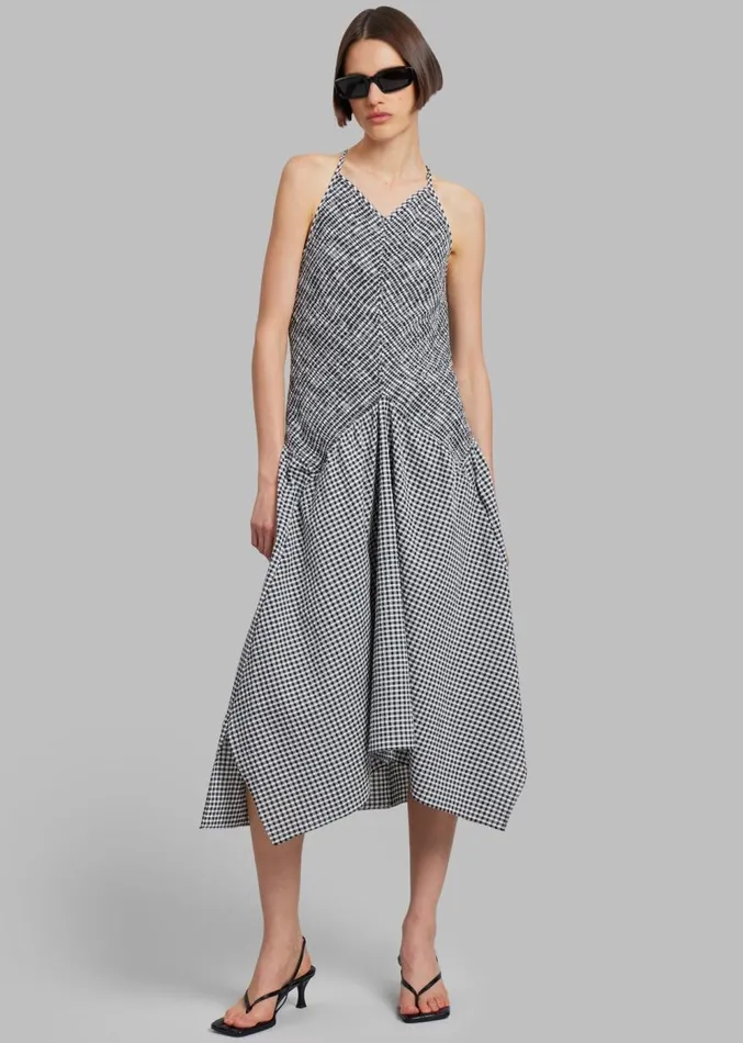 The Frankie Shop Proenza Schouler White Label Gingham Seersucker Smocked Dress 8211 WhiteBlack Women Dresses
