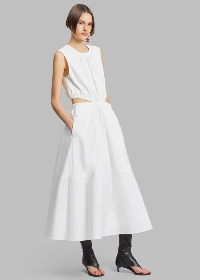 The Frankie Shop Proenza Schouler White Label Poplin Cutout Midi Dress 8211 Off White Women Clothing