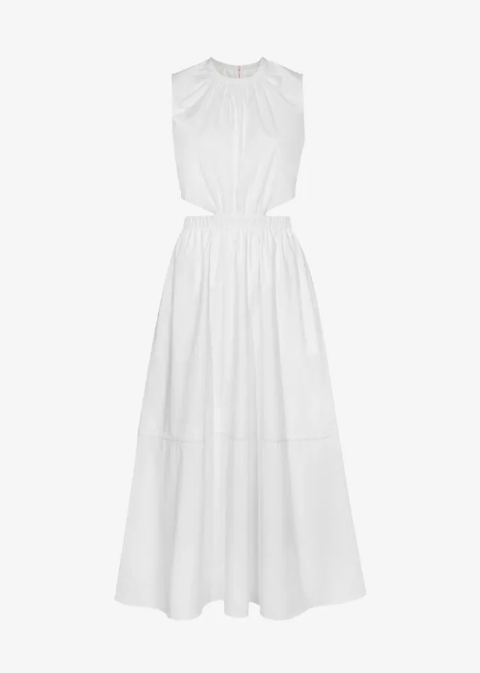 The Frankie Shop Proenza Schouler White Label Poplin Cutout Midi Dress 8211 Off White Women Clothing