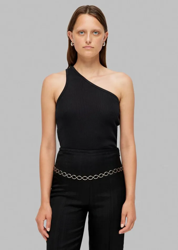 The Frankie Shop Rhe Asymmetric Rib Top 8211 Noir Women Clothing