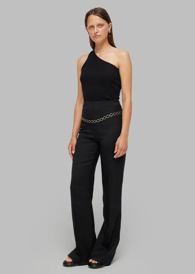 The Frankie Shop Rhe Asymmetric Rib Top 8211 Noir Women Clothing