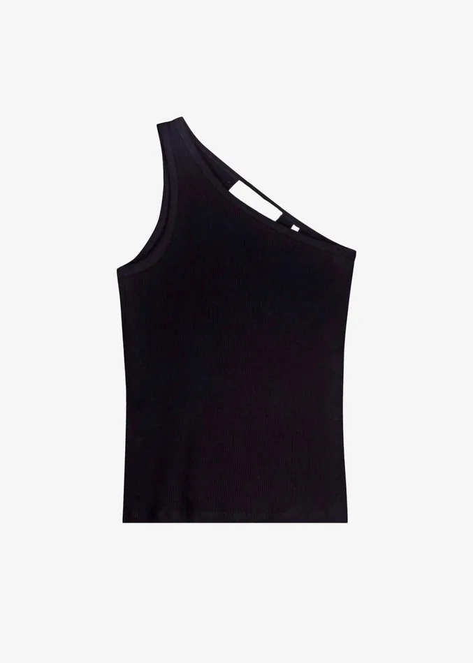 The Frankie Shop Rhe Asymmetric Rib Top 8211 Noir Women Clothing