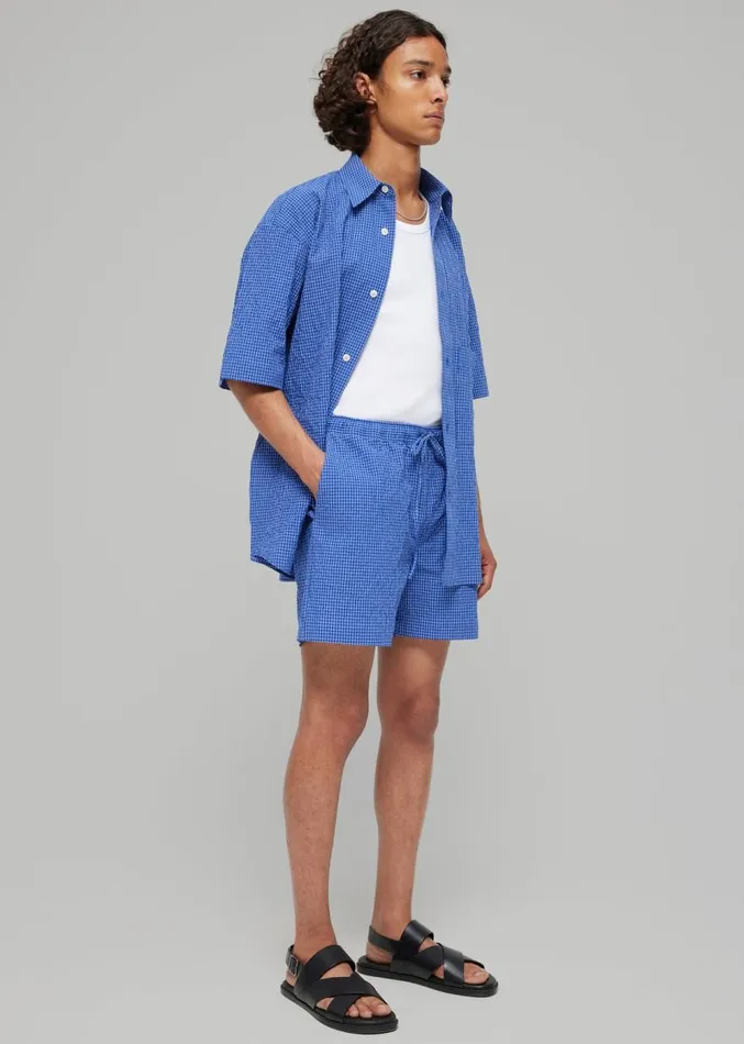 The Frankie Shop Rhe Checkered Shorts 8211 Ultramarine White Check Men Clothing