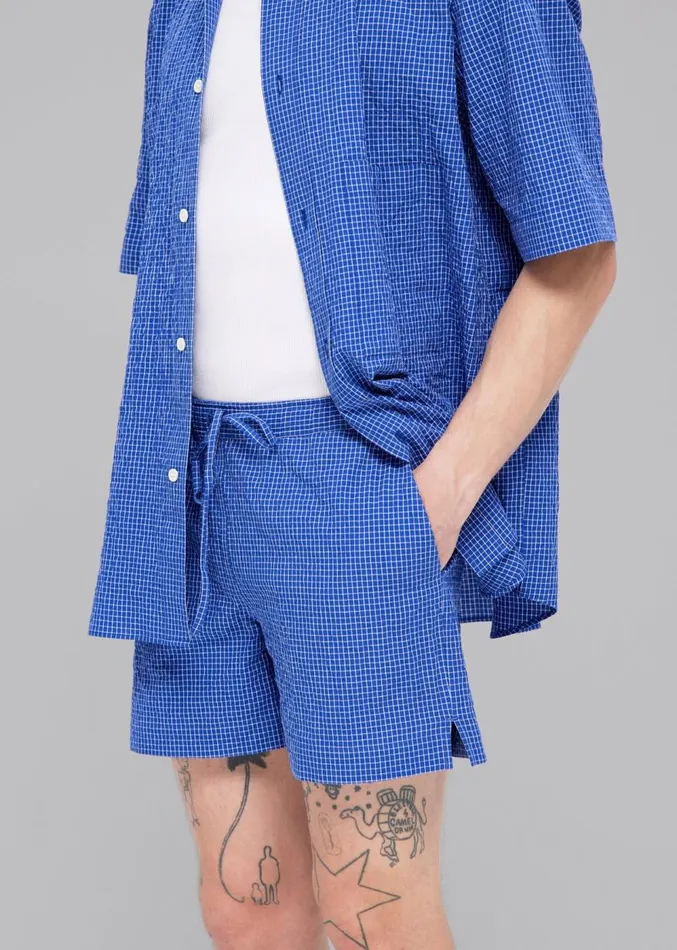 The Frankie Shop Rhe Checkered Shorts 8211 Ultramarine White Check Men Clothing