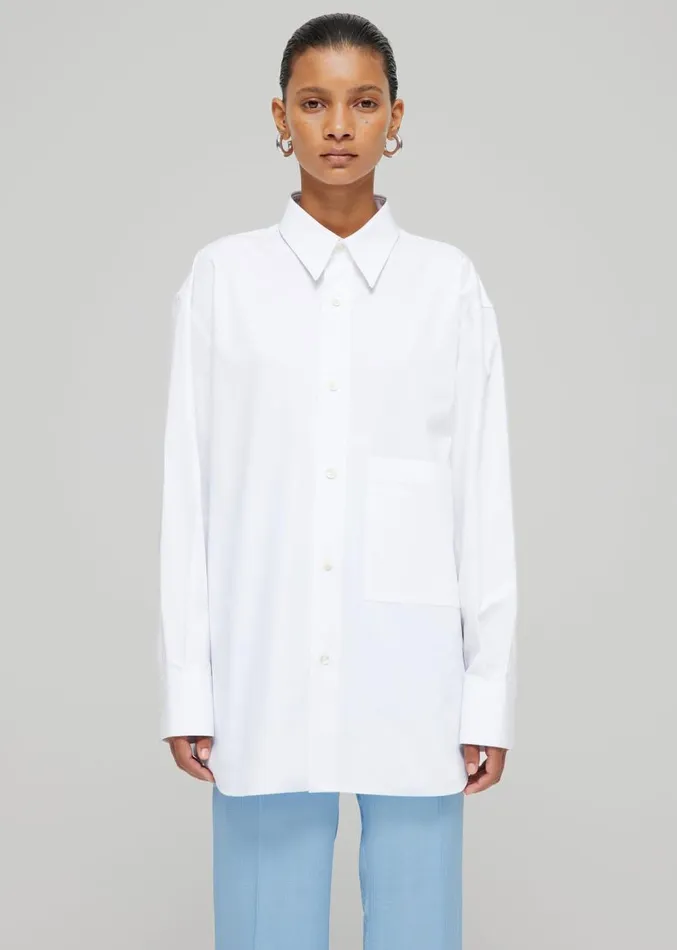 The Frankie Shop Rhe Unisex Classic Shirt 8211 White WomenMen Clothing