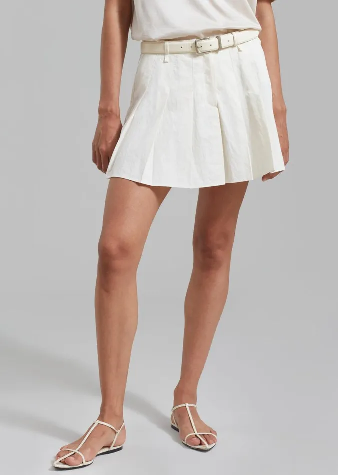 The Frankie Shop Rachael Pleated Mini Skirt 8211 White Women Clothing