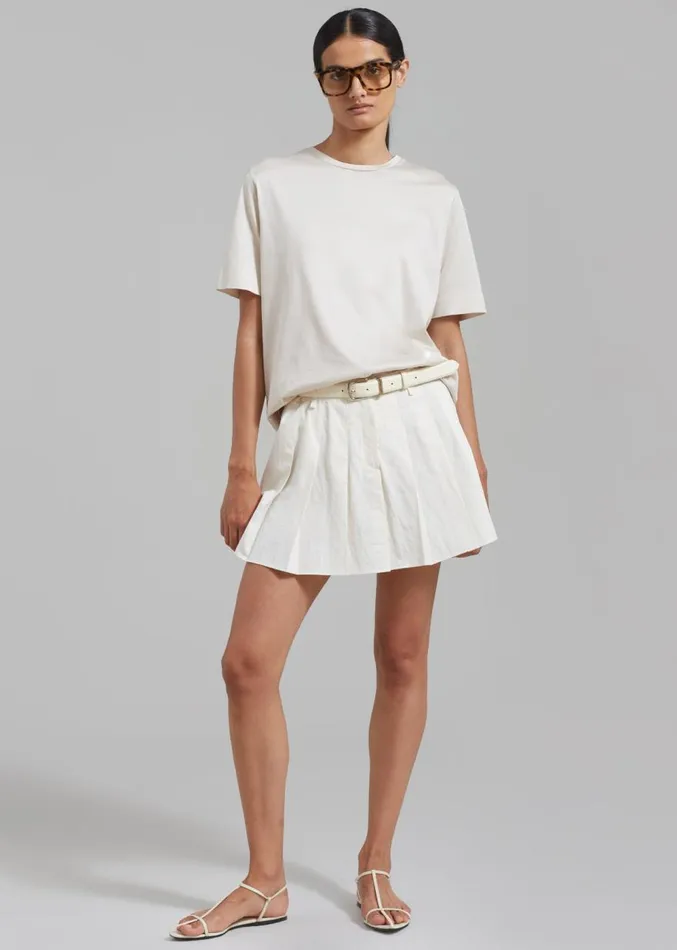 The Frankie Shop Rachael Pleated Mini Skirt 8211 White Women Clothing