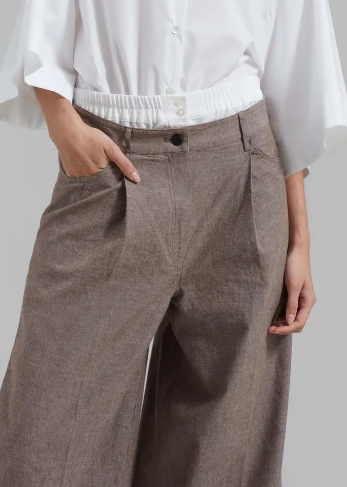 The Frankie Shop REMAIN Textured Wide Pants 8211 Deep Taupe Women Clothing