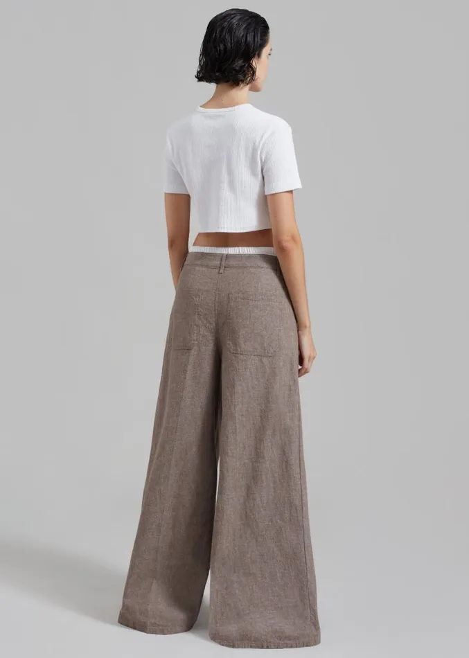 The Frankie Shop REMAIN Textured Wide Pants 8211 Deep Taupe Women Clothing