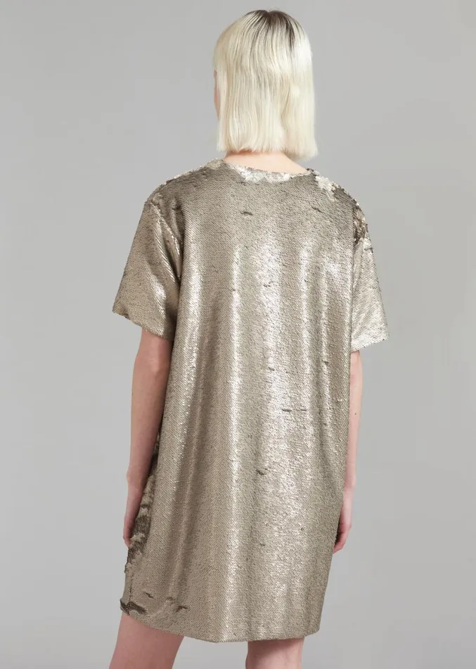The Frankie Shop Riley Sequins Tee Mini Dress 8211 Bronze Women Clothing