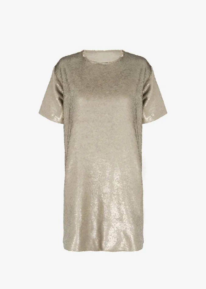 The Frankie Shop Riley Sequins Tee Mini Dress 8211 Bronze Women Clothing