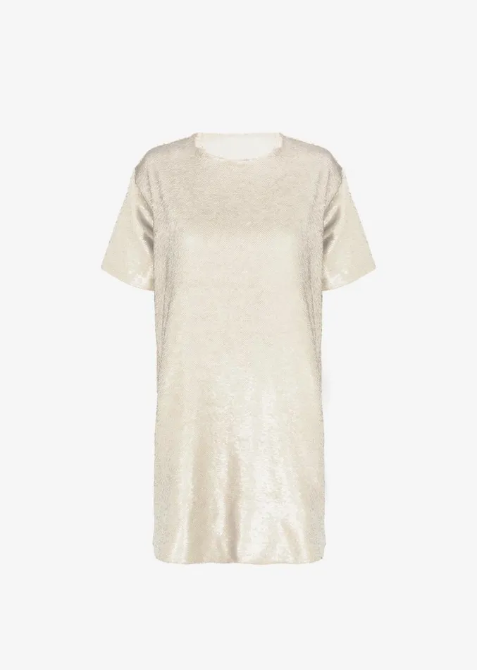 The Frankie Shop Riley Sequins Tee Mini Dress 8211 Cream Women Clothing