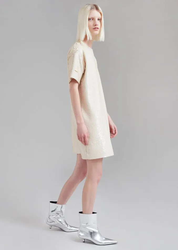 The Frankie Shop Riley Sequins Tee Mini Dress 8211 Cream Women Clothing