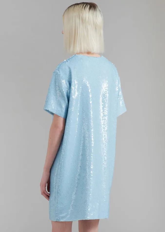 The Frankie Shop Riley Sequins Tee Mini Dress 8211 Sky Women Dresses