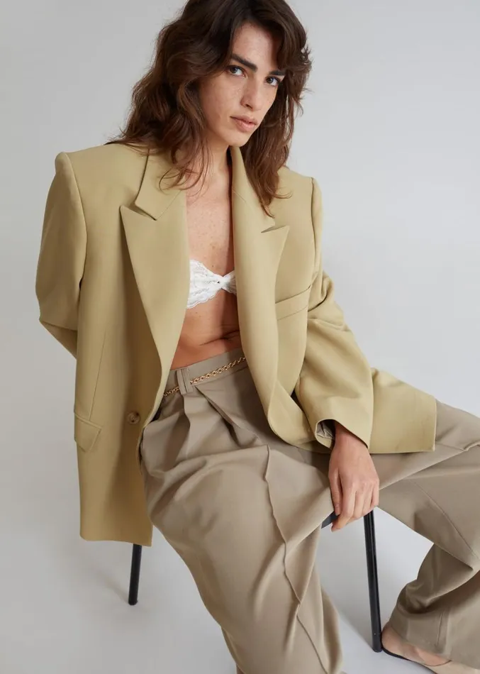 The Frankie Shop Rosali Blazer 8211 Khaki Women Clothing